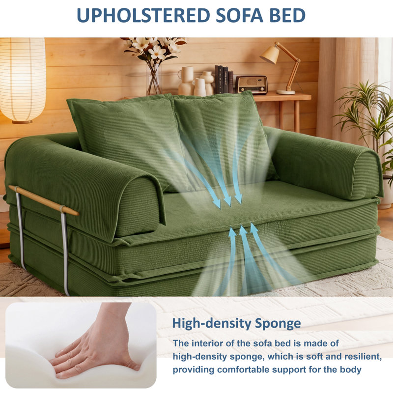 2 Seater Corduroy Sofa, Green