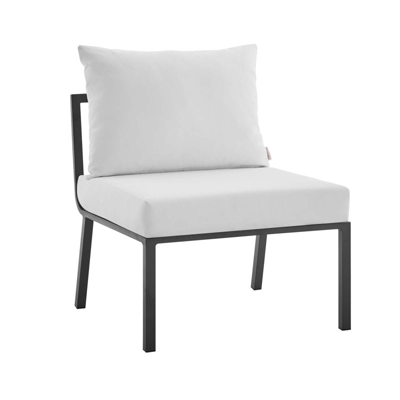 Fauteuil d'extérieur en aluminium avec coussins Sunbrella Riverside, Gris blanc