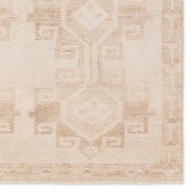 Vibe by Bungalow Rose Afshari Medallion Machine Washable Tan/Cream Area Rug, Runner 2'6" x 8'