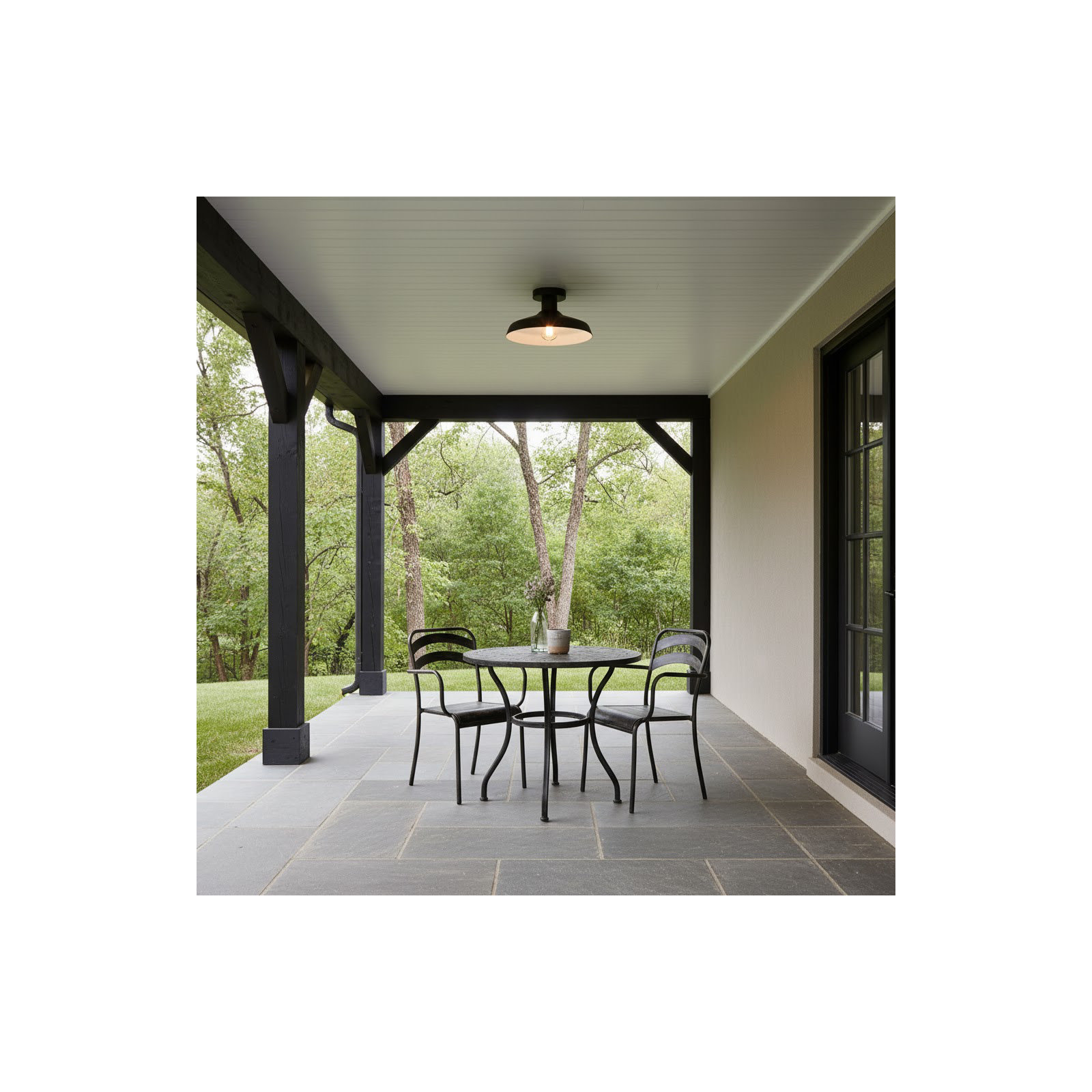 Vanielle Bell Outdoor Semi Flush Mount, Black