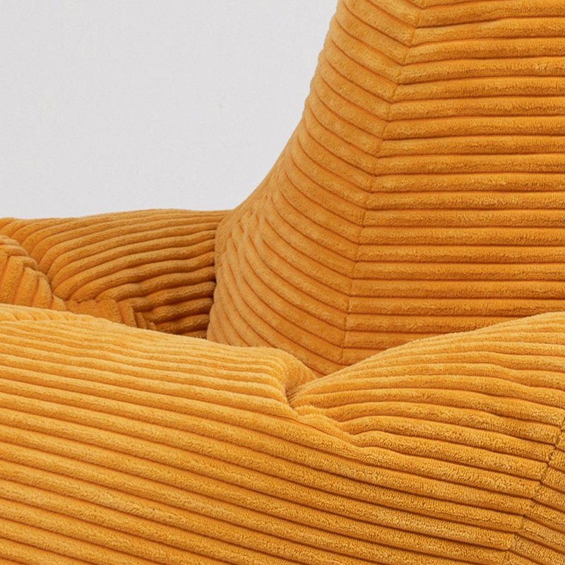 Bean Bag Bazaar Dalton Corduroy Recliner Bean Bag and Footstool, Ochre Yellow