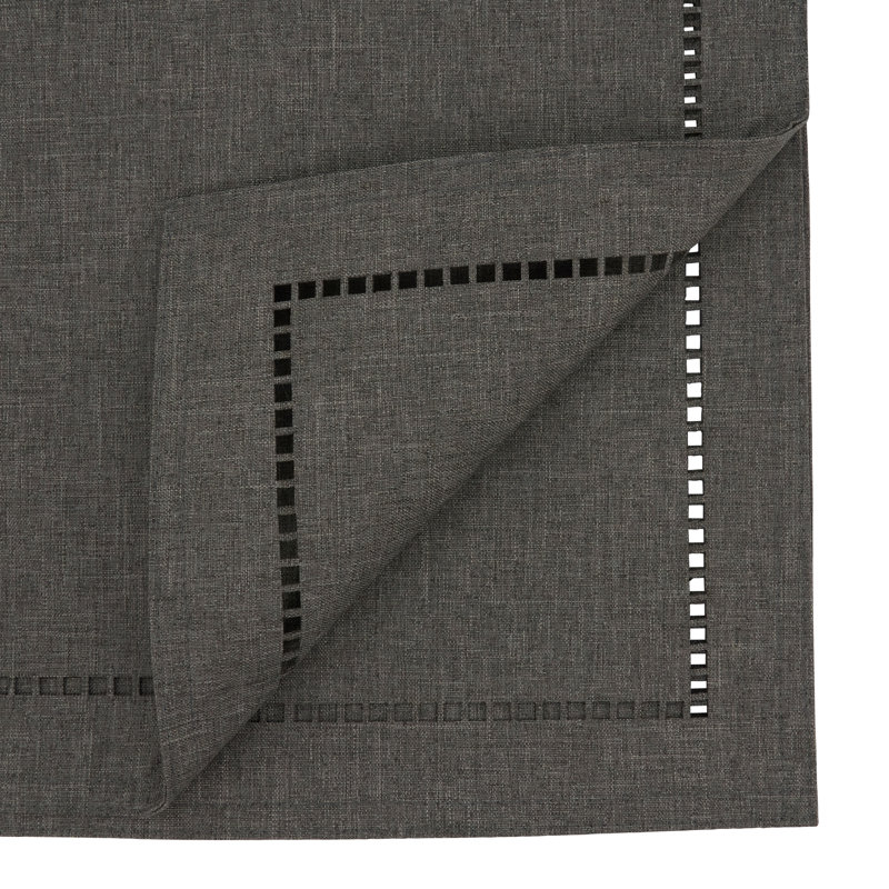 Neith Polyester Rectangle Table Runner, Charcoal, 108" x 14"