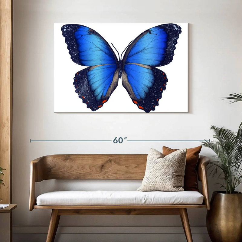 Papillon bleu cosmique, H 30 po x l 45 po