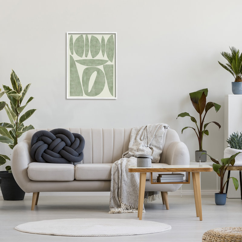 Formes vertes modernes encadrées sur bois, Giclée encadrée blanc bord de mer, H 30 po x l 24 po x P 1,5 po