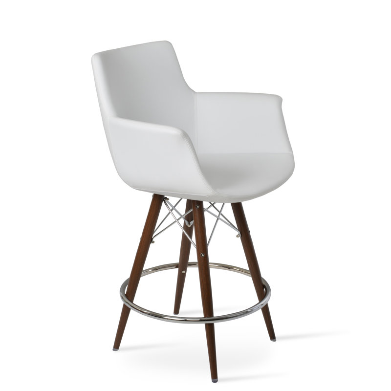 Tabouret de bar et de comptoir Bottega, Noir, Noyer, Tabouret de bar (siège d'une hauteur de 28,5 po)