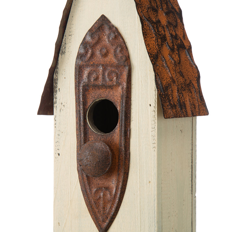 Maison d'oiseaux 12 po x 5 po x 4 po Strader, Blanc / Brun