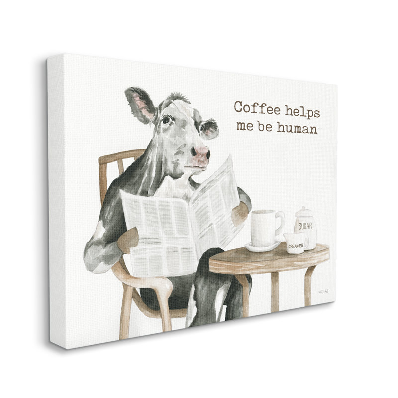 «Funny Morning Coffee», art mural sur toile par Cindy Jacobs, H 16 po x l 20 po x P 1,5 po