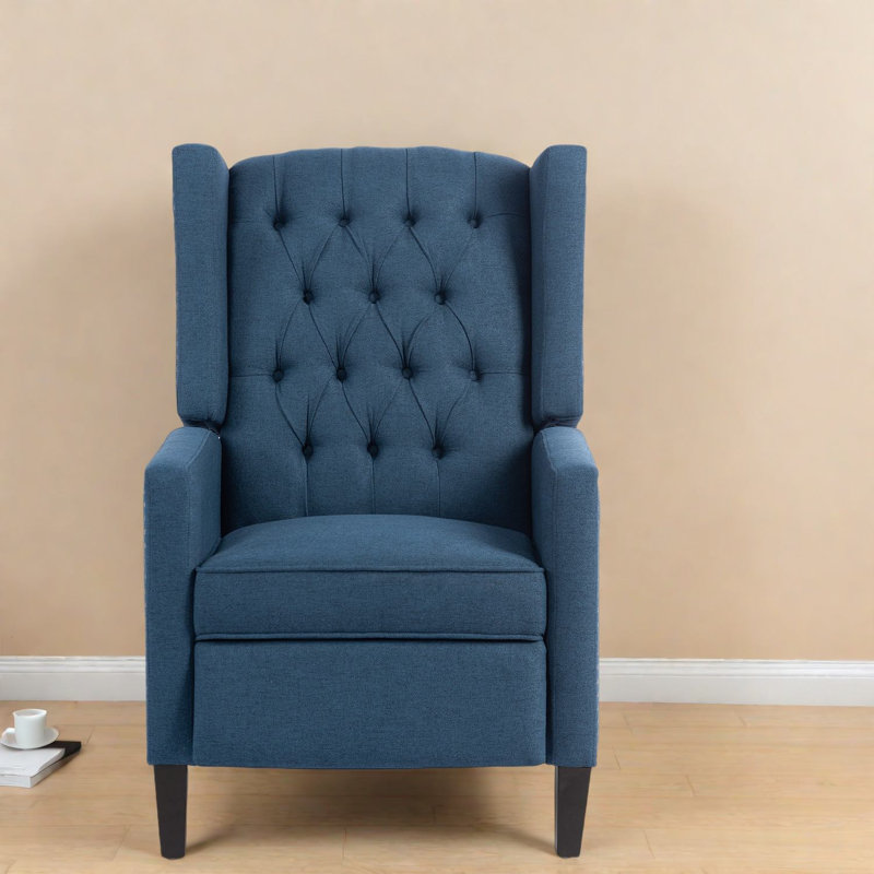 Comfortable Blue Recliners With Modern Wing Design