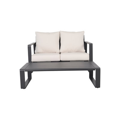 Sistrom Outdoor 2-Piece Aluminum Conversation Set with Coffee Table & Cushions