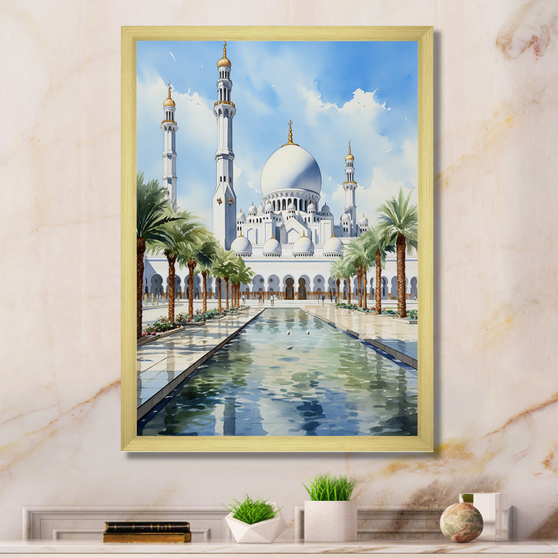 Grande mosquée du cheik Zayed, Uae IV, art mural, Cadre photo doré simple, H 44 po x l 34 po x P 1,5 po