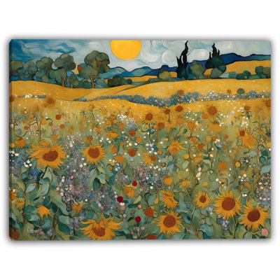 Sun - Kissed Serenity - Toile tendue sur fond champ de tournesols