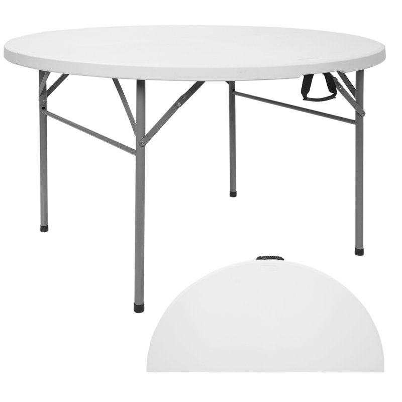 Table pliante ronde blanche en plastique, H 29,13 po x L 48,03 po x l 48,03 po