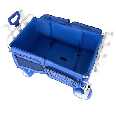 Chariot de plage pliable robuste de 500 lb avec porte-cannes, pneus tout-terrain et sacs isothermes pour la pêche, le camping et les aventures en plein air
