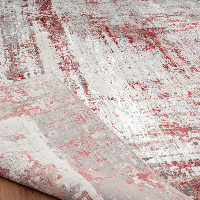 Evgenii Area Rug, Gray/Red, Rectangle 9' x 12'