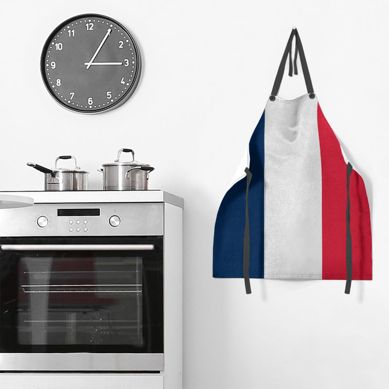 No Pattern Bib Apron, Navy Blue/White/Red