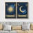 " SIGNLEADER Framed Canvas Print Wall Art Set Art Deco Tropical Sun Crescent Moon Galaxy Astronomy & Space Sky Illustrations Modern Art Boho Nordic For Living Room, Bedroom, Office " 2 - Pieces-73882968-73882970