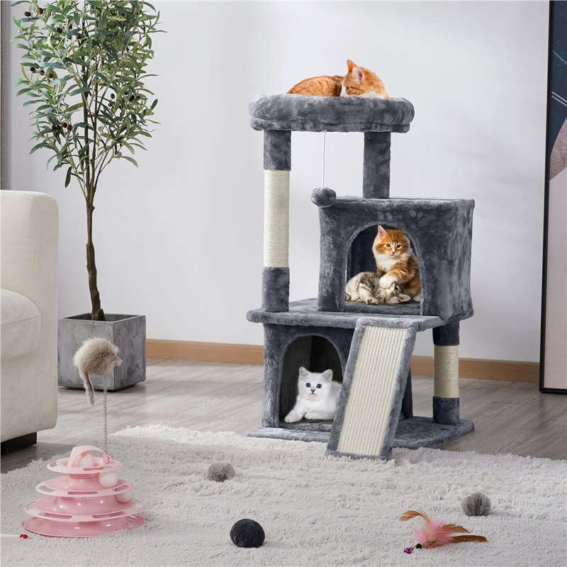 91cm H Multilevel Cat Tower, Dark Grey