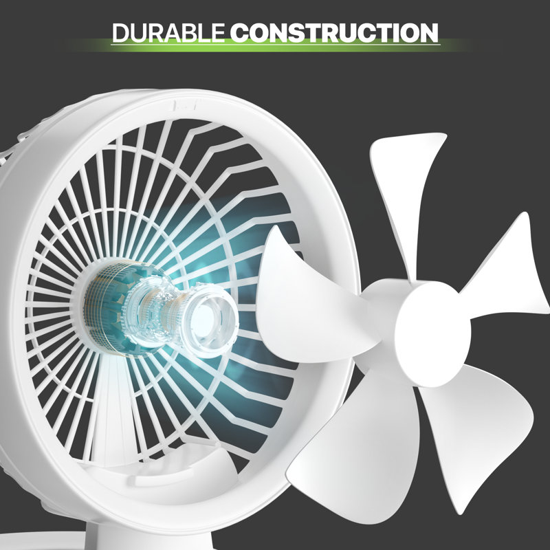 Bring Home Furniture Home and Kitchen 10" USB Desktop Fan Rechargeable Foldable Wall-Mounted Cooling Fan with LED Night Light and 4-Speed Adjustable Airflow