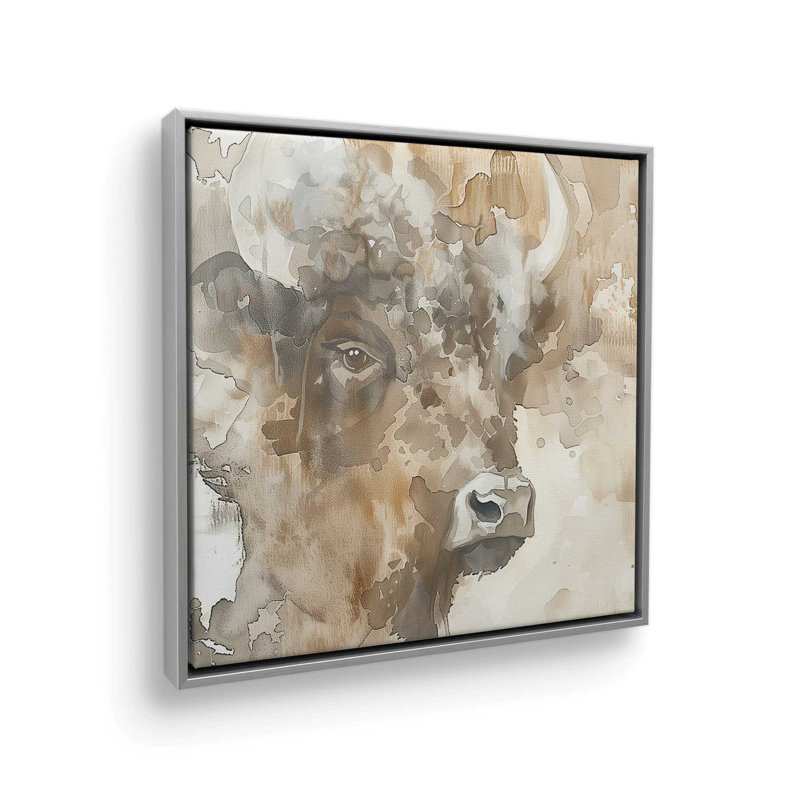 «Abstract Buffalo Portrait II», reproduction sur toile, Encadrement argenté, H 32,75 po x l 32,75 po x P 1,75 po