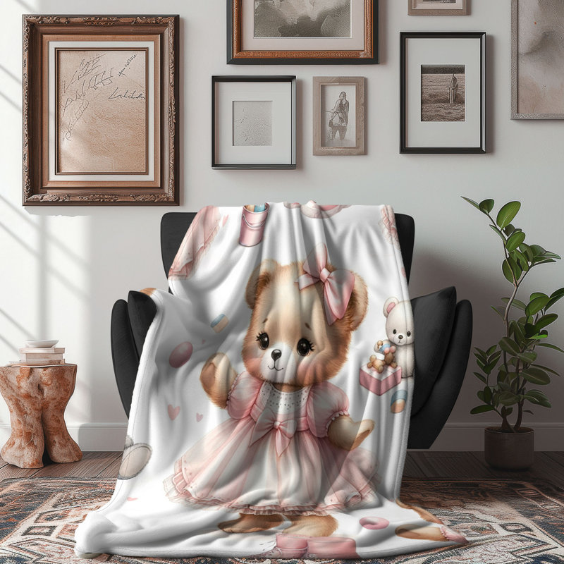 Cute Bear - 1 Piece Premium Blanket, 60" W x 80" L
