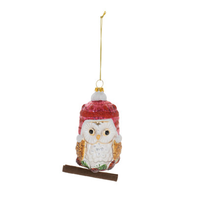 Ornement en verre scintillant hibou (ensemble de 12)