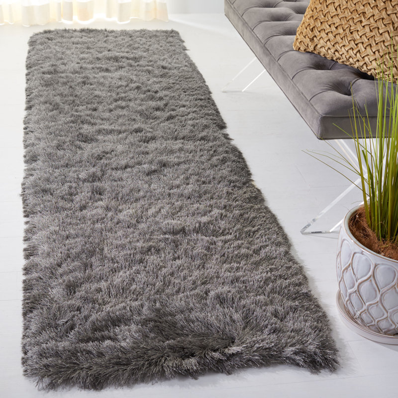 Tapis titane touffeté à la main Cimah , Tapis de couloir 2 pi 3 po x 12 pi