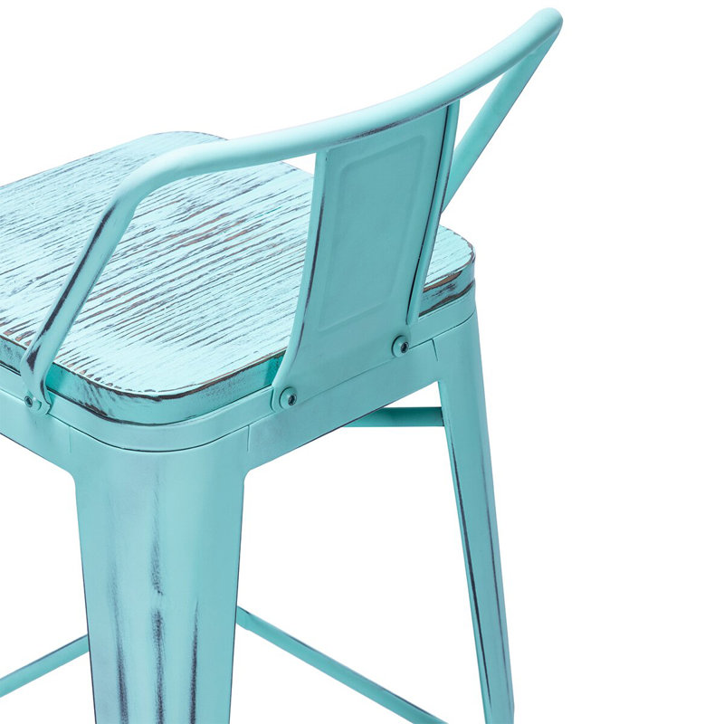 Maresca Counter Stool with Metal Frame, Blue, Blue, Counter Stool (24" Seat Height)