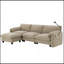 Canapé modulaire de 108 po en forme de L avec coussin de siège extra large de 31,5 po, chargeur USB et de type C, support pour téléphone et 2 poches de rangement latérales, repose-pieds à mouvement libre, chenille rayée-1883280379