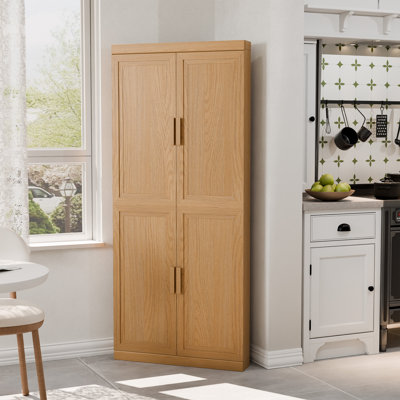 Kitchen Pantry Storage Cabinet with Adjustable Shelves Corner Sideboard Buffet Cupboards for Kitchen, Living Room by Wildon Home
