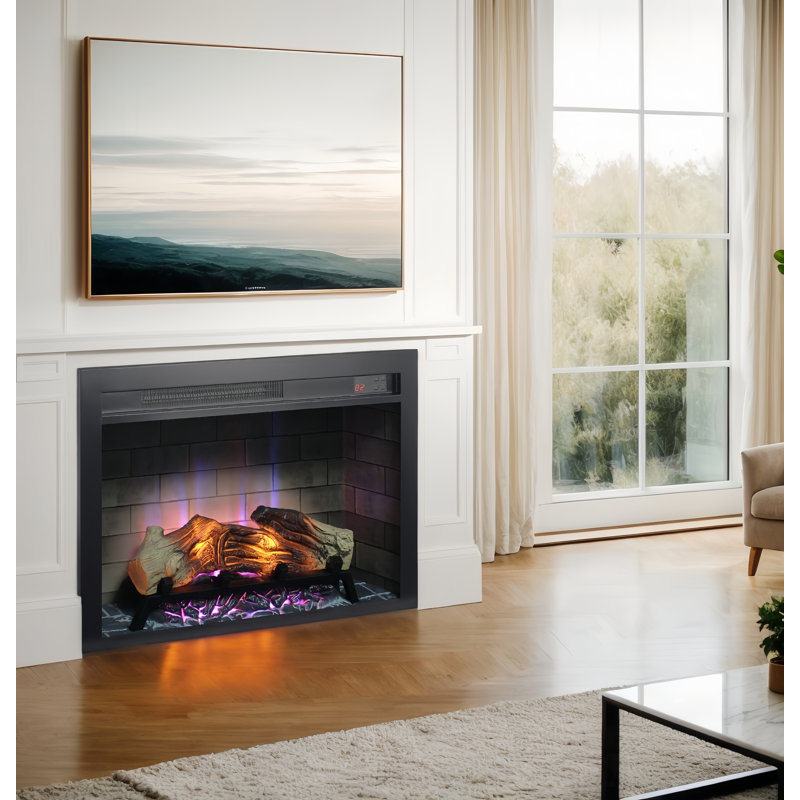 28 Inch Electric Fireplace Insert, Multicolored Flames
