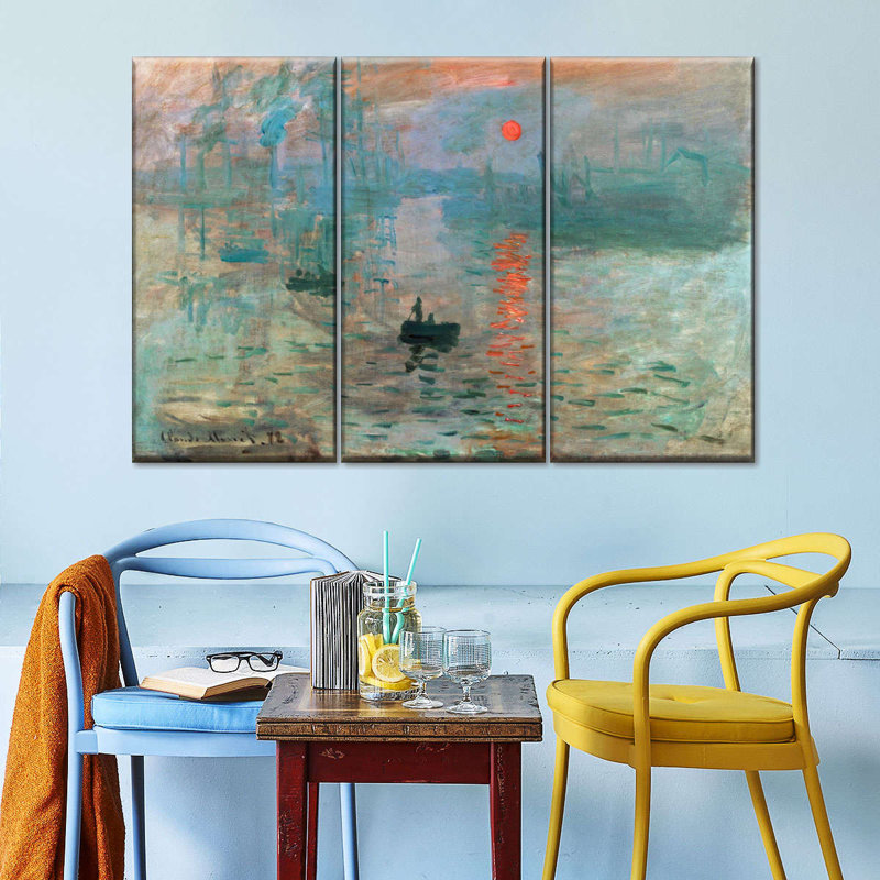 " Impression Sunrise 1872 " 3 - Pieces, 20" H x 33" W x 1.25" D