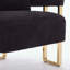 Ensemble de 2 chaises décoratives en molleton Teddy - Pieds en métal doré - Noir