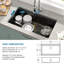Évier de cuisine encastré 30 po x l 19 po en quartz-121670838