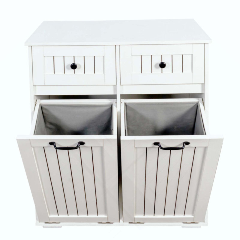 Armoire à linge avec 2 paniers à linge amovibles et 2 tiroirs