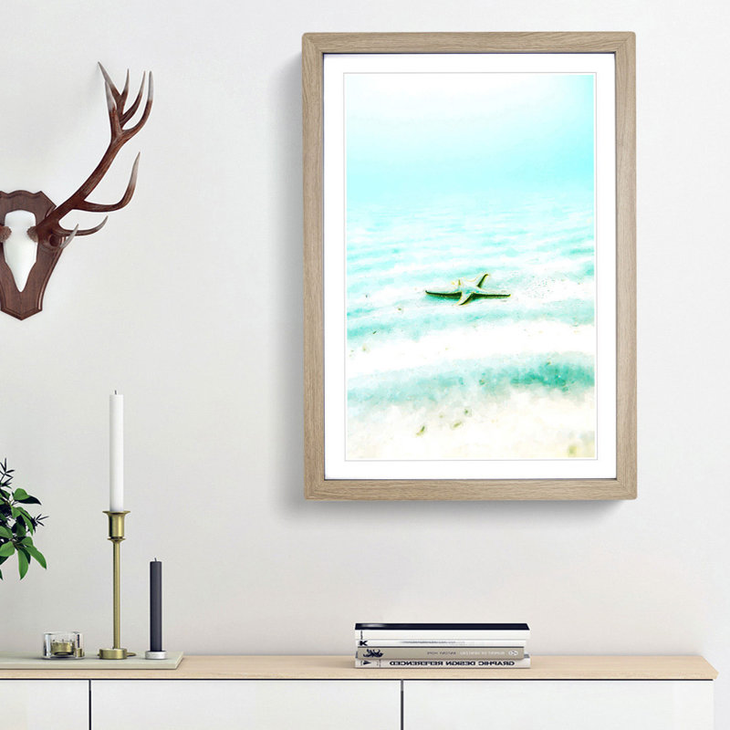 Starfish on the Seabed in Abstract - Framed Print, 65cm H x 48cm W x 2cm D, Oak Framed