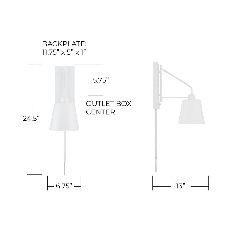 Alden Steel Plug-in Swing Arm Sconce, Matte White