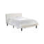 Ensemble de lit double 2 pièces - Base de lit plateforme capitonnée - Tête de lit tapissier en tissu de velours blanc lin et table de chevet à finition bourgogne-491989085-491989084