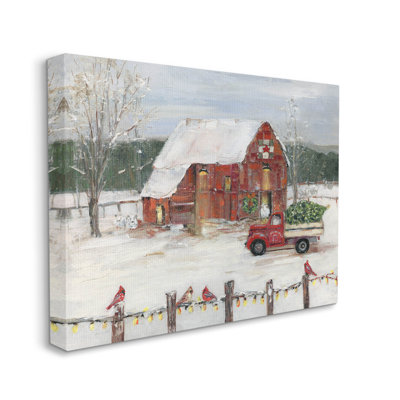 " Snowy Holiday Tree Farm Landscape " by Sally Swatland Painting Print