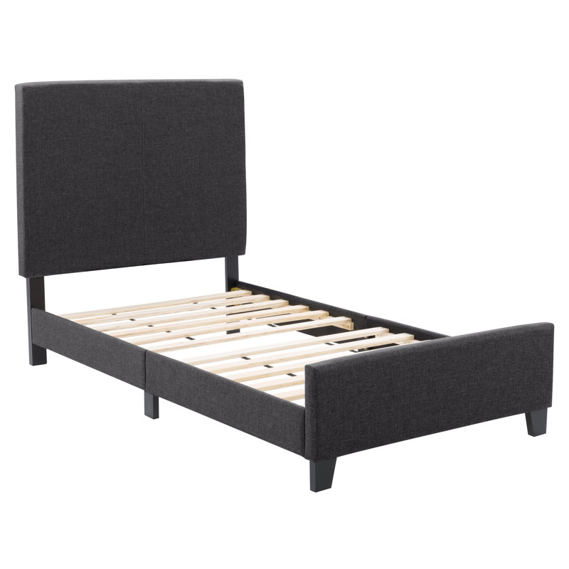 Upholstered Bed, Twin, Black