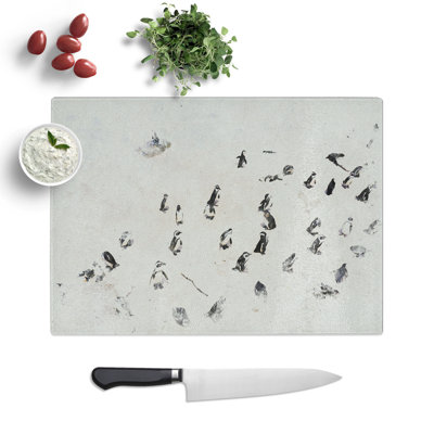 Penguin Beach Watercolour Chopping Board