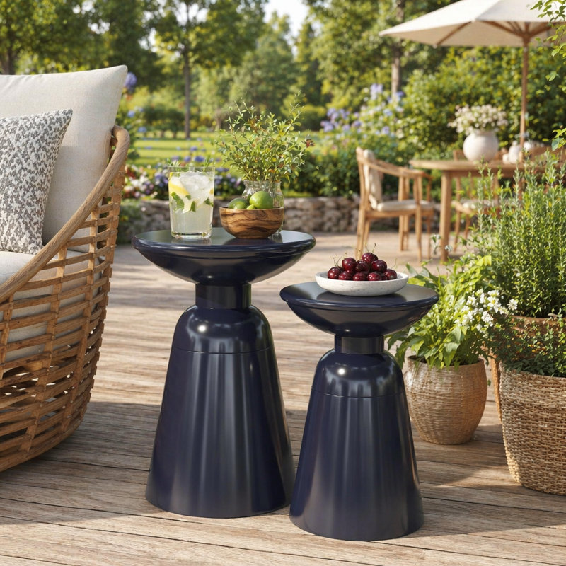 Ensemble de 2 tables d'appoint en fer Serenita, Navy Blue