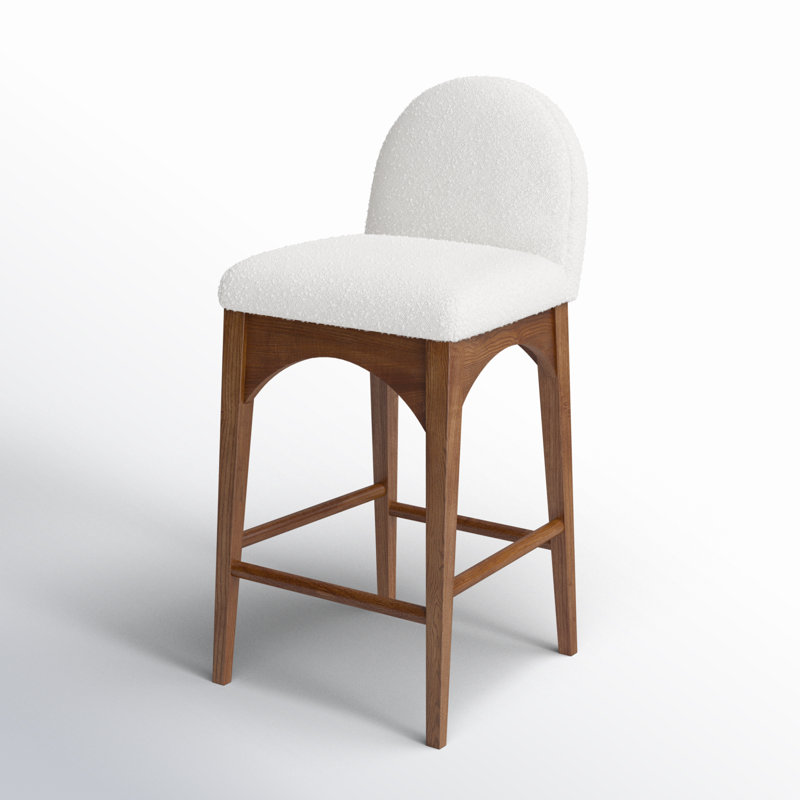 Tabouret de comptoir Waldorf, Noyer, Crème Boucle
