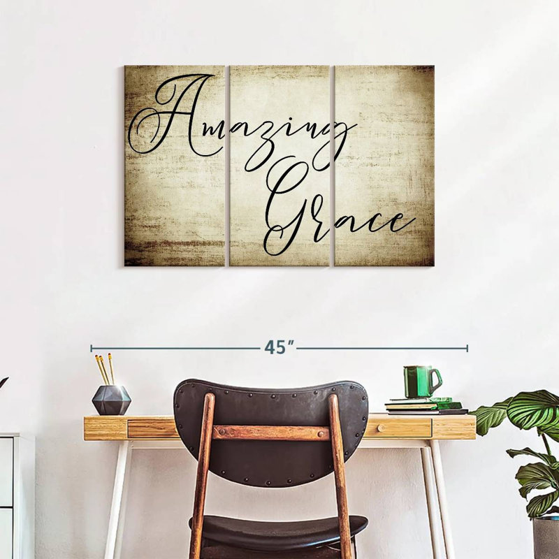 " Amazing Grace Script " by TimberType Studio 3 - Pieces, 24" H x 38" W x 1.25"