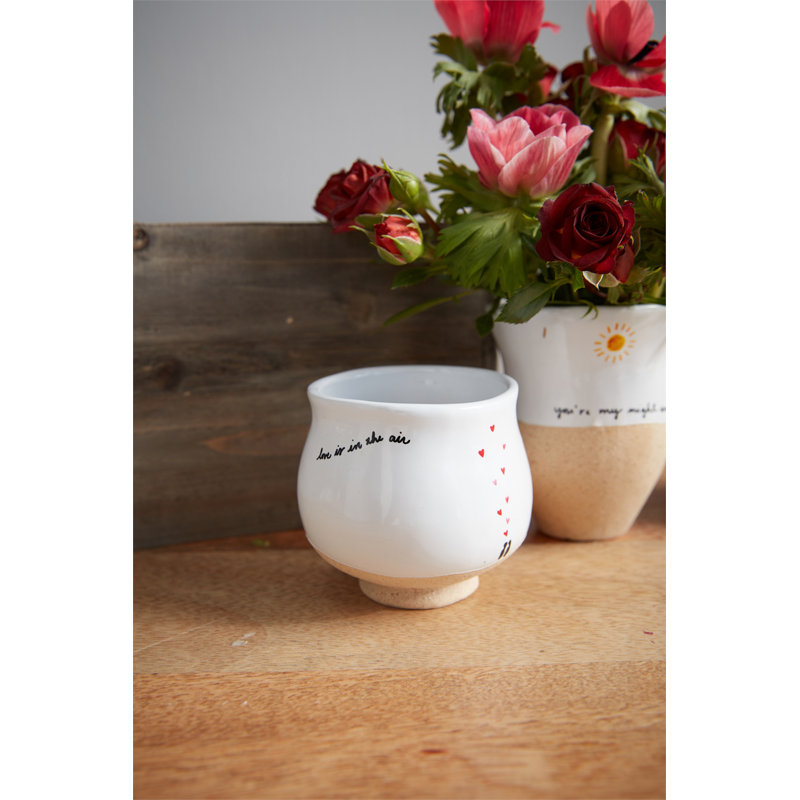 Vase de table en céramique blanc 3,25 po