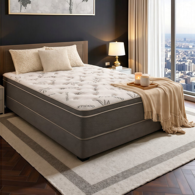 10-Inch Hybrid Mattress with Bamboo Cover & Edge Support - Motion Isolating, Adjustable Base Ready, USA Made, Extra-long Twin