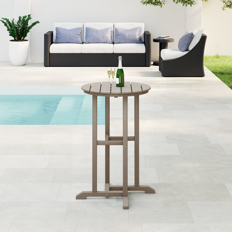 Laguna Round Outdoor Bar Table, Light Brown