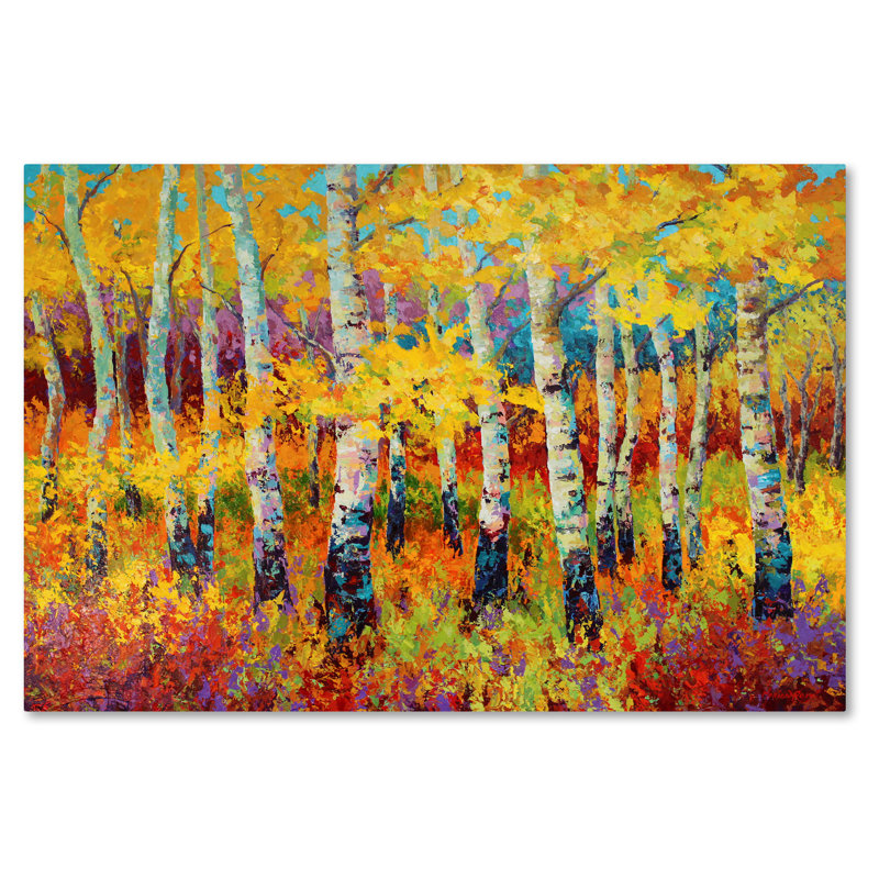 Autumn Birch Trees Abstract Landscape Canvas Art