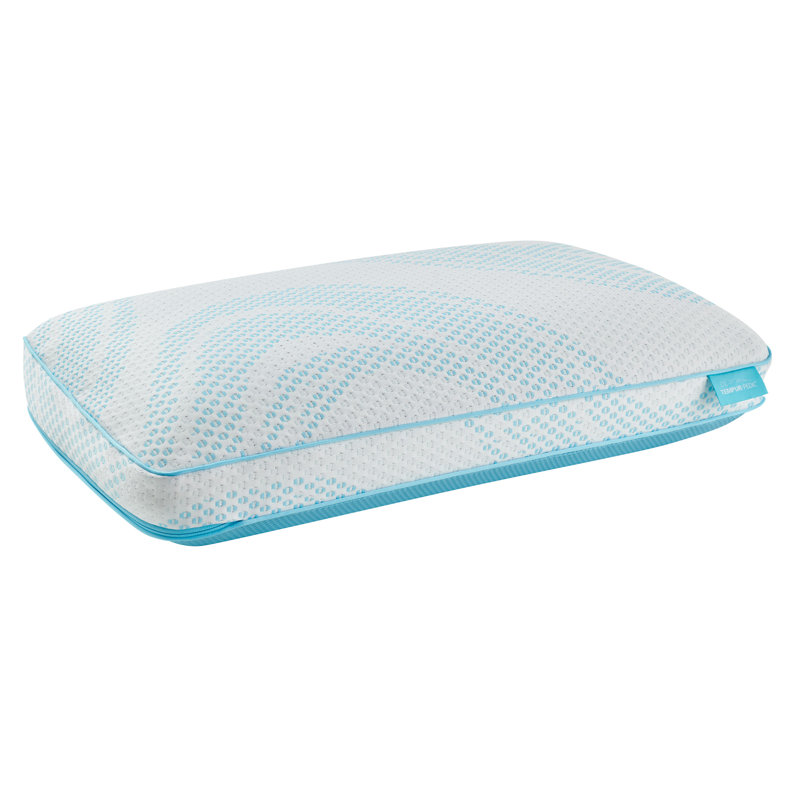 Breeze® ProHi Memory Foam Medium Cooling Pillow, King, White/Blue