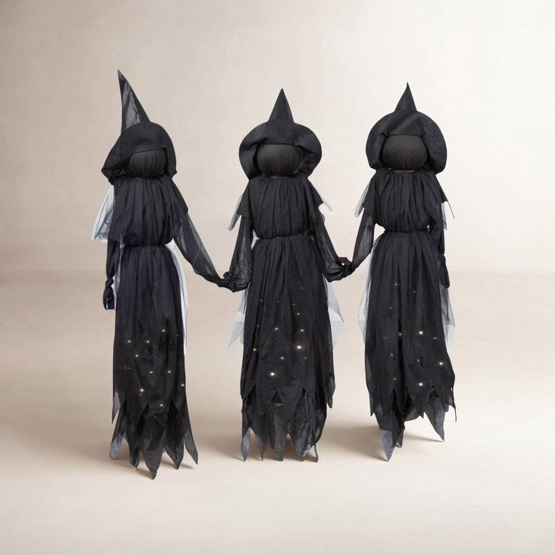 Piquet de jardin sorcière à DEL, Lighted Heads and Dresses