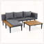 Ensemble de canapé de patio en L en bois d'acacia avec table d'appoint et coussins de 3,15 po-752810179